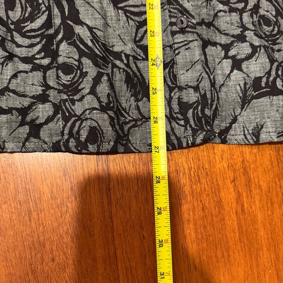 JM Collection 100% Linen Button Floral Button Down Gray & Black Tie Sleeve 16 - Picture 11 of 13